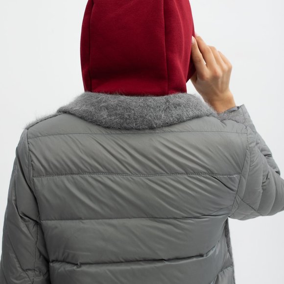 UNU Hooded Scarf Burgundy Cotton Balaclava Hat NWT - Picture 5 of 7